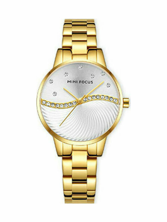 Mini Focus Damen Uhr mit Gold Metallarmband