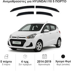 Heko Σετ Ανεμοθραύστες Μπροστινοί και Πίσω Σκούρο Φιμέ για Hyundai i10 4τμχ 17278