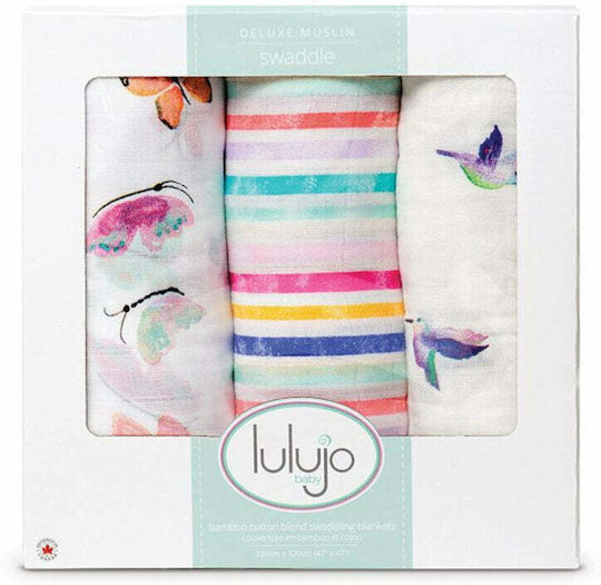 Lulujo Garden Friends Πάνες Αγκαλιάς από Μουσελίνα Πολύχρωμο 120x120εκ. 3τμχ