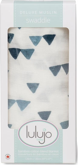 Lulujo Navy Triangles Muslin Swaddle Wrap Multicolour 120x120cm.