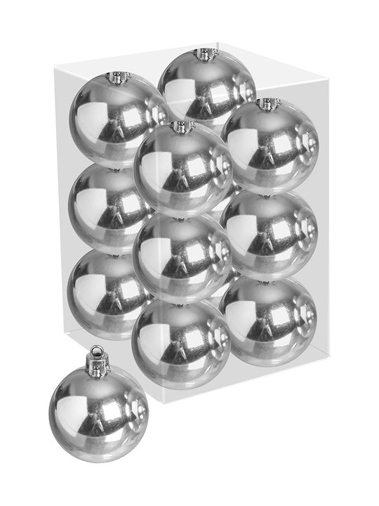 JK Home Decoration Ornament de Crăciun Bilă Argint cu Pulbere de Aur cu Paiete 6buc Set 12buc