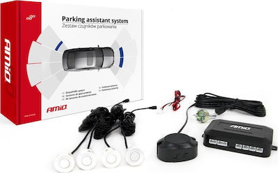 AMiO Σύστημα Παρκαρίσματος Αυτοκινήτου με Buzzer και 4 Αισθητήρες 22mm σε Λευκό Χρώμα