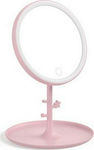 Lighted Tabletop Makeup Mirror Pink