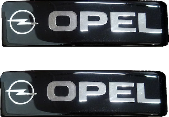 Race Axion Opel Σήματα για Πατάκια Εποξειδικής Ρητίνης Βιδωτά Μαύρο/Χρώμιο 10x3 2τμχ