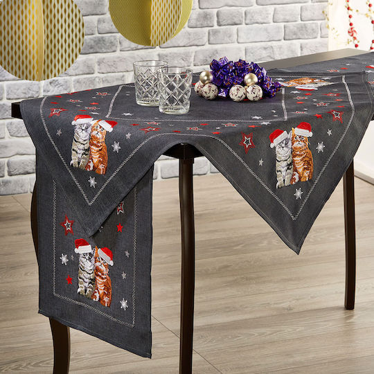 Whitegg FQ44642 Christmas Tablecloth Square Fabric White L90xW90cm.