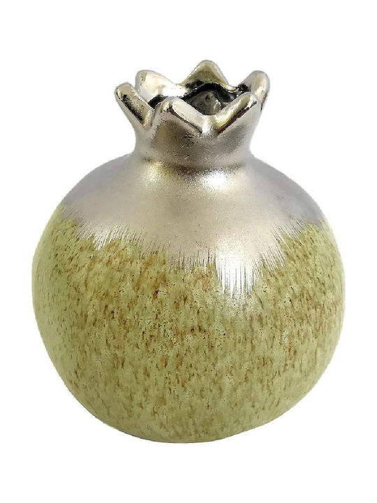 Espiel Tischplatte Glücksbringer Granatapfel Silver/ Green Keramik 12.7x12.7cm 1Stück