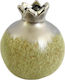 Espiel Tischplatte Glücksbringer Granatapfel Silver/ Green Keramik 12.7x12.7cm 1Stück