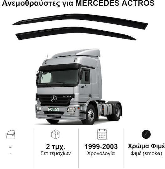 Heko Σετ Ανεμοθραύστες Φορτηγού Μπροστινοί Σκούρο Φιμέ για Mercedes-Benz Actros 2D 1996-2006 2τμχ