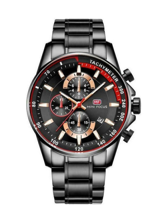 Mini Focus Ανδρικό Ρολόι 44mm Μπαταρίας με Μαύρο Μεταλλικό Μπρασελέ