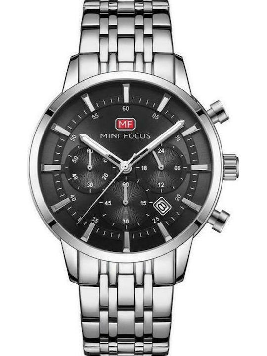Mini Focus Men's Watch 44mm Battery with Silver Metal Bracelet