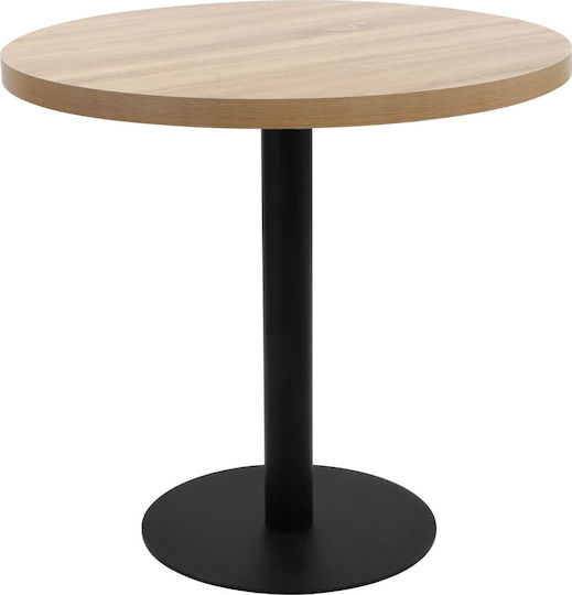 Bistro Round Kitchen Table Wooden with Metal Frame Open Brown 80x80x75cm