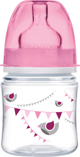 Canpol Babies Plastic Baby Bottle EasyStart with Silicone Nipple for 0+, 0+ m, months Pink Let's Celebrate - Pink 120ml