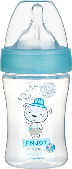 Canpol Babies Plastic Baby Bottle Haberman Bear Anti-colic with Silicone Teat for 0+ Months Blue 260ml