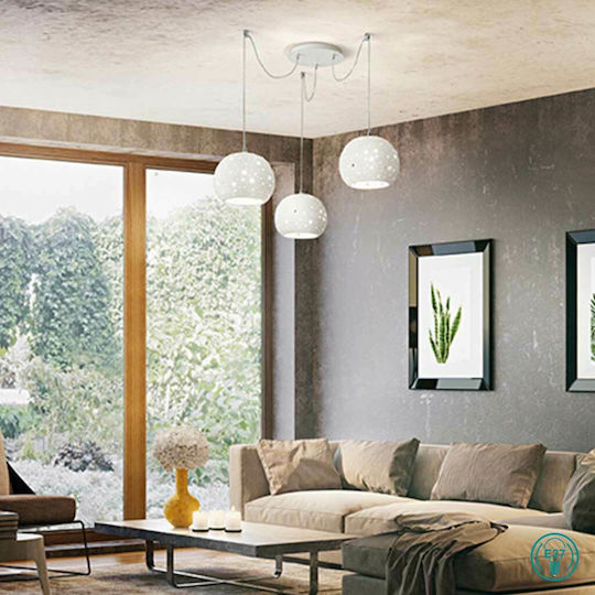 Fabas Luce Corvara Pendant Light White with Socket E27 25cm