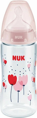 Nuk Plastic Bottle First Choice Plus Temperature Control Anti-Colic with Silicone Nipple for 6-18 months Pink Flowers 300ml 1pcs 10.741.940