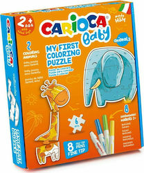 Carioca Baby Animals My First Coloring Puzzle Set de colorat Set de colorat cu 8 markere 10buc 43079