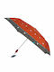 Perletti Rezistent la vânt Automat Umbrelă de ploaie Compact Roșie