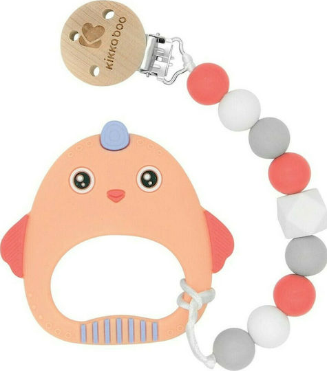 Kikka Boo Pacifier Clip Bird with Beads and Animals Made of Silicone Polychrome