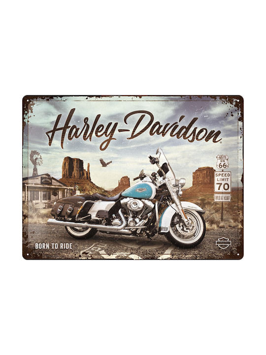 Nostalgic Art Διακοσμητική Πινακίδα Τοίχου από Μέταλλο Harley Davidson Route 66 40x1x10cm