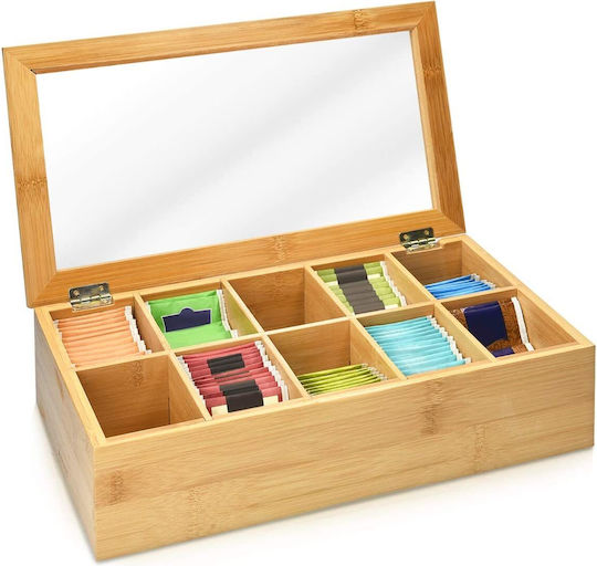 Navaris Box für Tee mit Deckel Hölzernes Beige 36x20x9cm