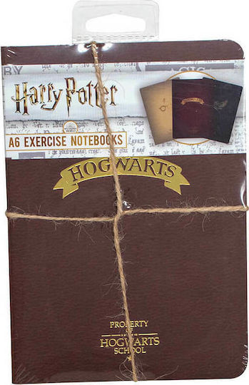 Blue Sky Studios Harry Potter Hogwarts Σετ 3 Σημειωματάρια A6 Ριγέ Καφέ