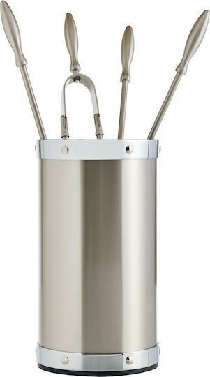 Zogometal Fireplace Tool Set with Bucket Nickel Matt/Chromium