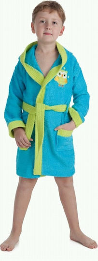 Interbaby Παιδικό Μπουρνούζι Turquoise με Κουκούλα