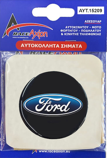 Race Axion Αυτοκόλλητα Σήματα Αυτοκινήτου με Επικάλυψη Σμάλτου Ford 5cm για Ζάντες Αυτοκινήτου σε Μαύρο Χρώμα 4τμχ