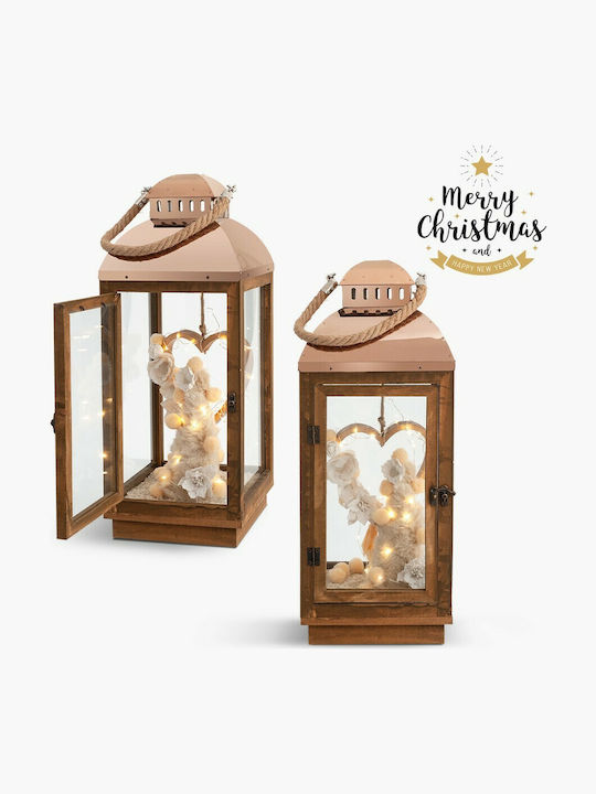 Parisis Christmas Wood Bronze Battery Lantern 50x20cm
