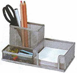 Metallisch Schreibtisch-Organizer in Silber Farbe 20x10x10cm.