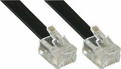 InLine Flat Τηλεφωνικό Καλώδιο RJ11 6P4C 15m Μαύρο (18844M)