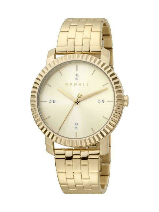 Esprit Menlo Champagne MB Uhr mit Gold Metallarmband