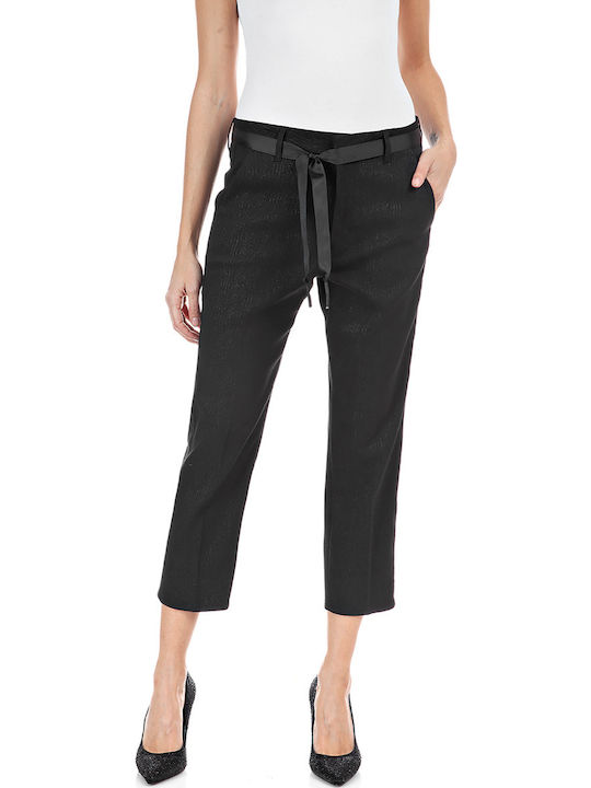 Replay Women's Fabric Capri Trousers Checked Black