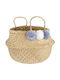 Sass & Belle Children's Laundry Basket made of Straw Pom Pon Beige 30x30x35cm 1pcs