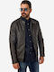 Brokers Jeans Herren Winter Jacke Leder Braun