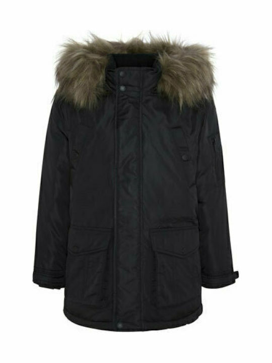 Floydd Kinderparkas Lang mit Kapuze Schwarz