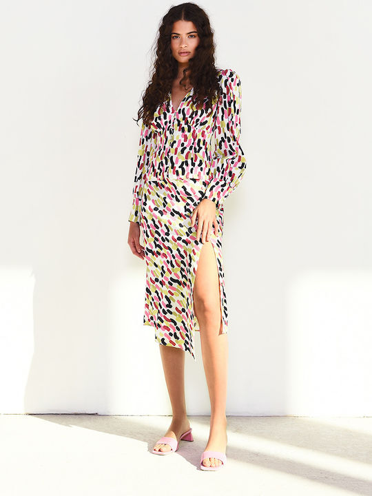High-waisted Midi Skirt Polka Dot Multicolored