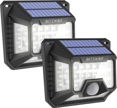 BlitzWolf Set 2 Lumină Solară de Perete 5W 200lm Alb Rece 6500K cu Senzor de Mișcare IP64