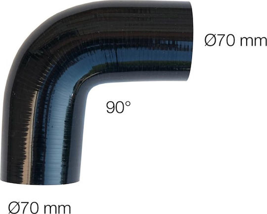 Simoni Racing Car Silicone Hose Air Intake with 90° Angle 70mm Diameter Universal Black