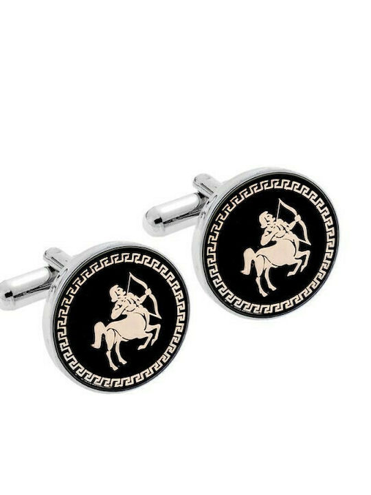 Senza Zodiac Sagittarius Cufflink In Black Colour