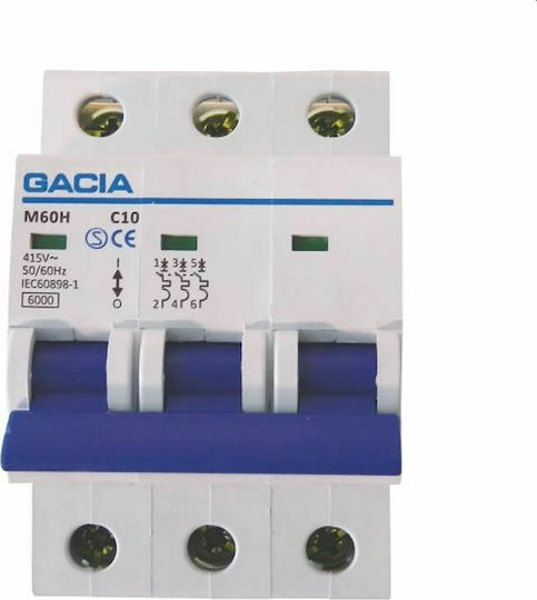 Gacia Αυτόματη Ασφάλεια 16A Τριπολική AC 500-43022