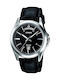 Casio Day Date Ανδρικό Ρολόι 39.8mm Μπαταρίας με Μαύρο Δερμάτινο Λουράκι