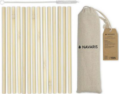 Navaris Straw Bamboo Beige with Brush 14pcs