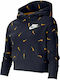 Fleece Παιδικό Φούτερ Cropped με Κουκούλα Navy Μπλε Sportswear Club