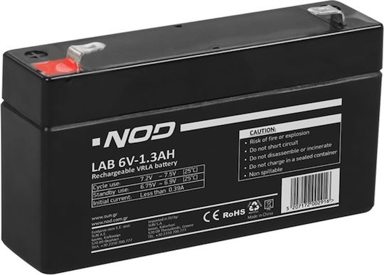 NOD LAB 6V-1.3AH Батерия UPS с Капацитет 1.3Ах и Напрежение 6V 1бр