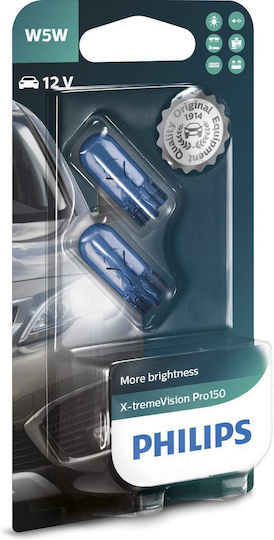 Philips Λάμπες Αυτοκινήτου X-ΤremeVision Pro150 W5W Αλογόνου 3250K Θερμό Λευκό 12V 5W 2τμχ