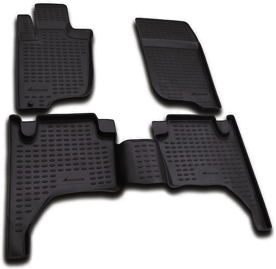 Novline Set of Front and Rear Mats 4pcs Tray Type for Mitsubishi L200 2005-2015 Black