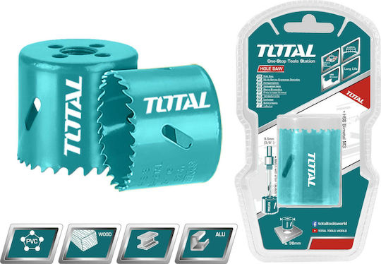 Total Hole Saw Set HSS with Diameter 64mm for Wood, Metal and Plastic