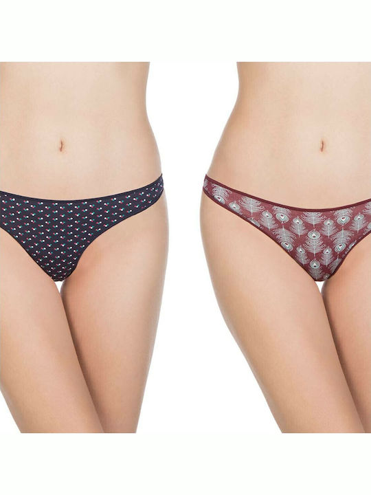 Walk Bamboo Damen Zeichenfolge 2Pack Bordeaux/N...