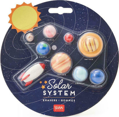 Legami Milano Eraser Set for Pencil and Pen Solar System 9pcs